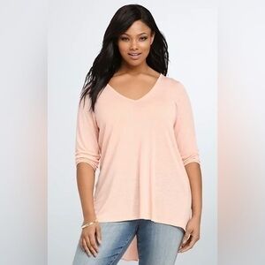 Torrid Peach Chiffon Inset CrissCross Top